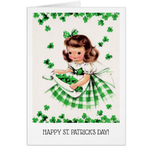 Bonne Saint Patrick. Carte fille irlandaise