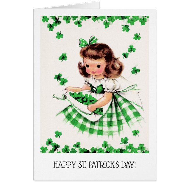 Bonne Saint Patrick. Carte fille irlandaise (Devant)