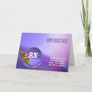 Bonne Semaine des infirmières. Carte Caduceus Médi