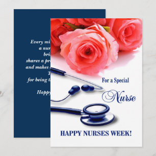 Bonne Semaine des infirmières. Carte rose et Steth