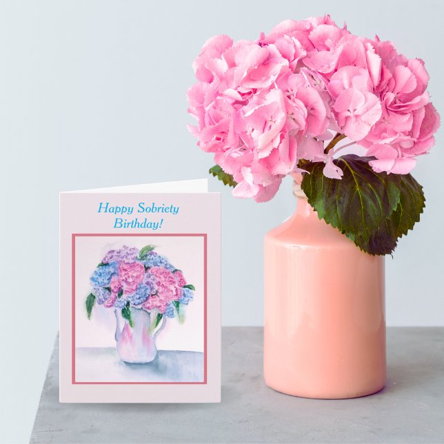 Bonne Sobriété Anniversaire Carte Hydrangea (Créateur téléchargé)