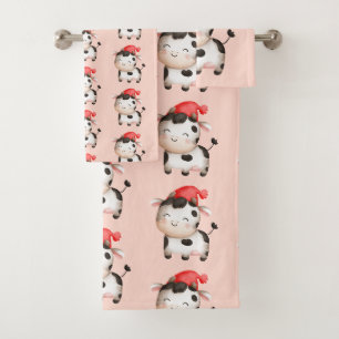 Bonne vache dans un Casquette rouge mignon
