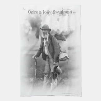 Bonne vieille serviette de thé gaie de vagabond