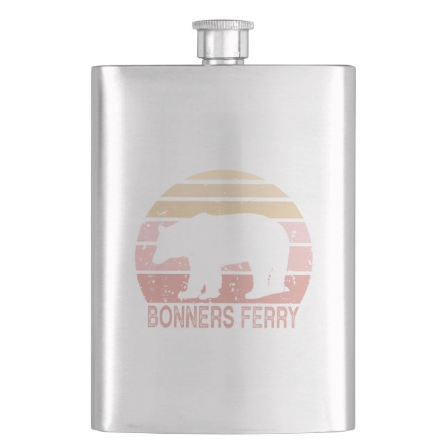 Bonners Ferry Idaho Retro Bär Flachmann (Vorderseite)
