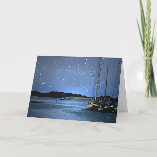 Bonnes Fêtes Bateaux à voile en Cartes à Neige (Devant)
