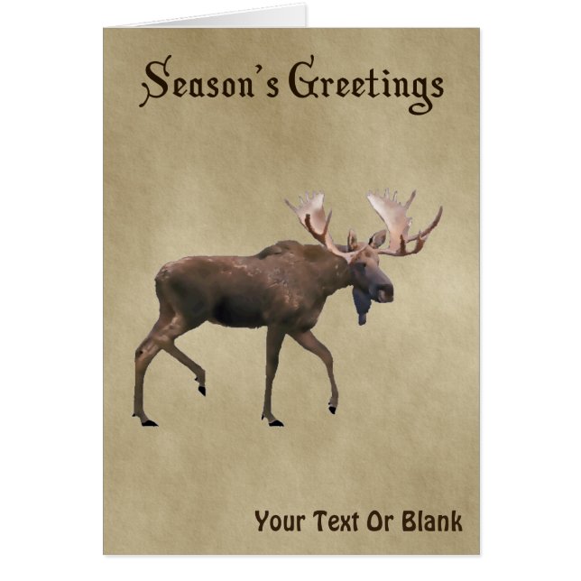 Bonnes Fêtes - Bull Moose Sur Vieux Papier (Devant)