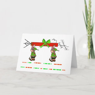 Bonnes fêtes carte de code Morse avec des elfes