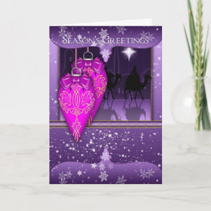 Bonnes Fêtes carte de vacances en violet avec orné