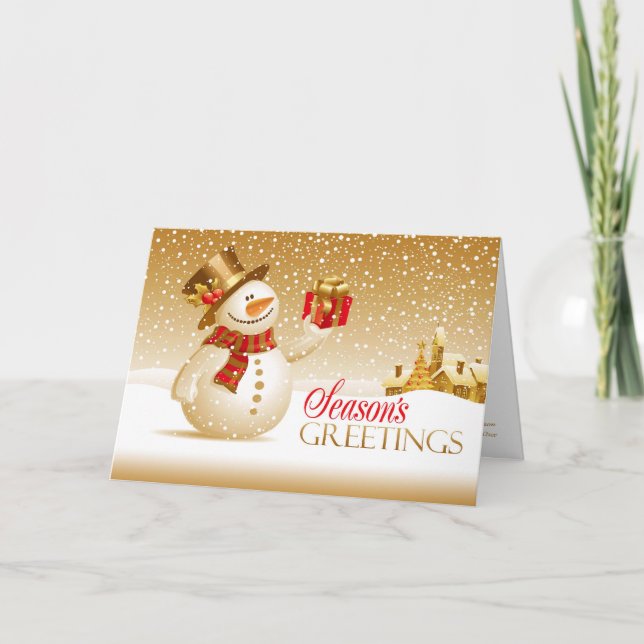 Bonnes Fêtes Carte de voeux pliée Snowman (Devant)