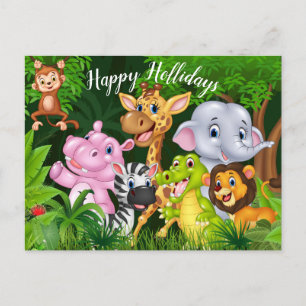 Bonnes fêtes carte postale d'animaux de safari de