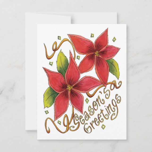 Bonnes Fêtes de Noël Poinsettia Invitation (Devant)
