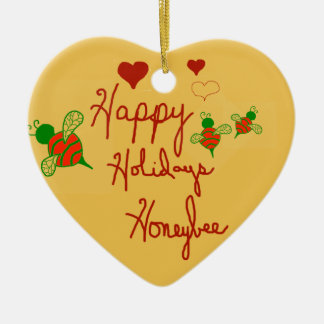 Bonnes fêtes ornement de coeur d'abeille