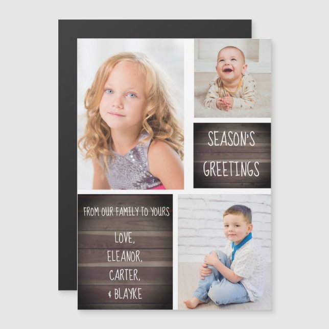 Bonnes Fêtes rustiques en bois Magnet de Noël (Devant / Derrière)