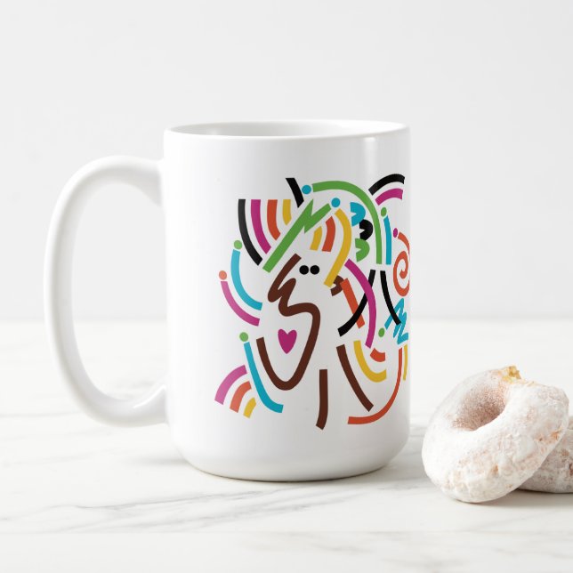 Bonnes vibrations Abstrait Art Moderne Retro Mug (Avec donut)