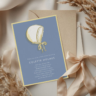 Bonnet bleu Baby shower Bonnet Invitation