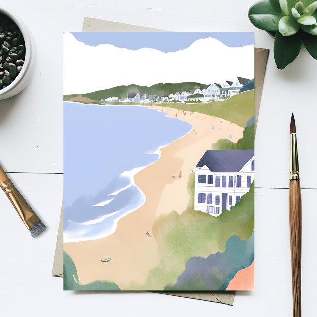 Bonnet Shores | Wasserfarbenbild des Rhode Island- Postkarte (Von Creator hochgeladen)