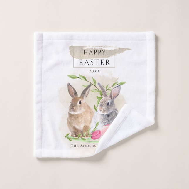 Bonnets de Pâques | Happy Easter Watercolor Art (Gant de toilette)