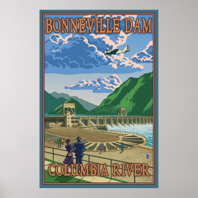 Bonneville Dam - Columbia River ODER Reiseplakat Poster (Vorne)