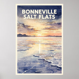 Bonneville Salt Flats Utah Retro Reise Poster