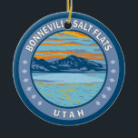 Bonneville Salt Flats Utah Wandern Vintag Keramik Ornament<br><div class="desc">Bonneville Salt Flats Vektorgrafik Design. Sie sind eine dicht gepackte Salzpfanne im Landkreis Tooele im Nordwesten Utah.</div>