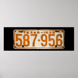 Bonnie & Clyde License Plate Poster