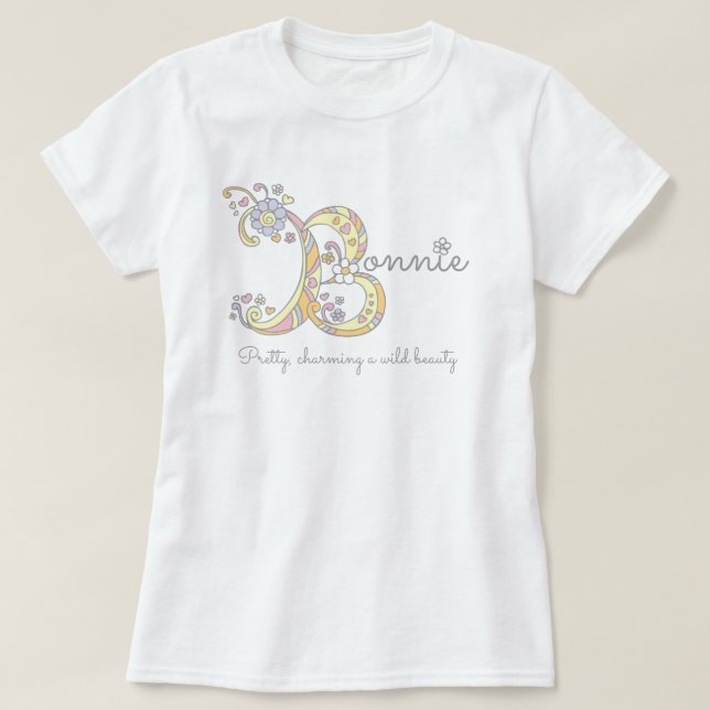 Bonnie Girls B Name bedeutet Monogramm Tee (Design vorne)
