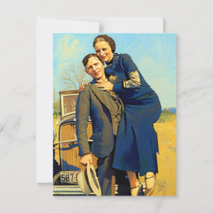 Bonnie Parker Clyde Barrow 1933 Faux-Gemälde Postkarte