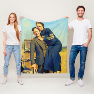 Bonnie Parker Clyde Barrow 1933 Faux-Malerei Fleecedecke