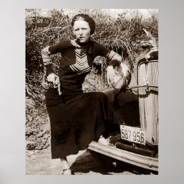 Bonnie Parker Rauchen ein Auto 1933 Schwarz-weiß Poster