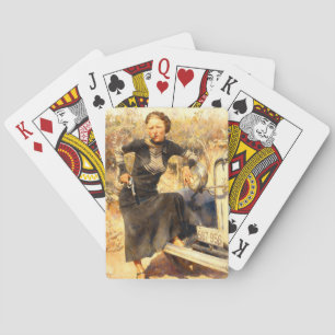 Bonnie Parker raucht eine Zigarre 1933 AI-Gemälde Spielkarten