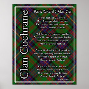 Bonnie Scotland I Adore The Clan Cochrane Tartan Poster