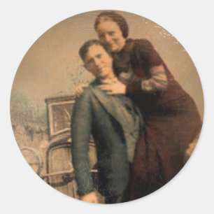 Bonnie u. Clyde Runder Aufkleber