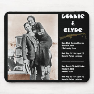 Bonnie u. Clyde (Sepia) auf Schwarzem, Mousepad