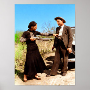 Bonnie und Clyde herumalbern 1934 Farbe Redux Poster