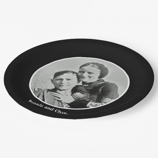 Bonnie und Clyde Pappteller (Schrägansicht)