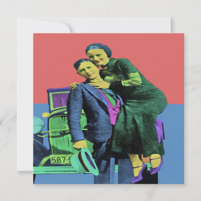 Bonnie und Clyde Pop Art Karte (Vorderseite)