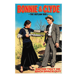 Bonnie und Clyde Retro Art Outlaw Duo anpassen Fotodruck