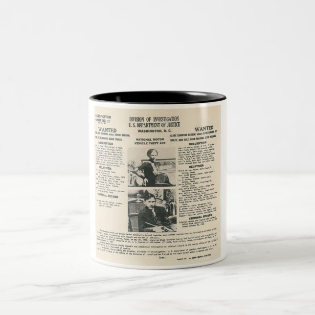 bonnie und Plakat-Tasse Clydes fbi Zweifarbige Tasse (Mittel)