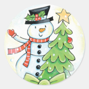 Bons autocollants Noël Snowman