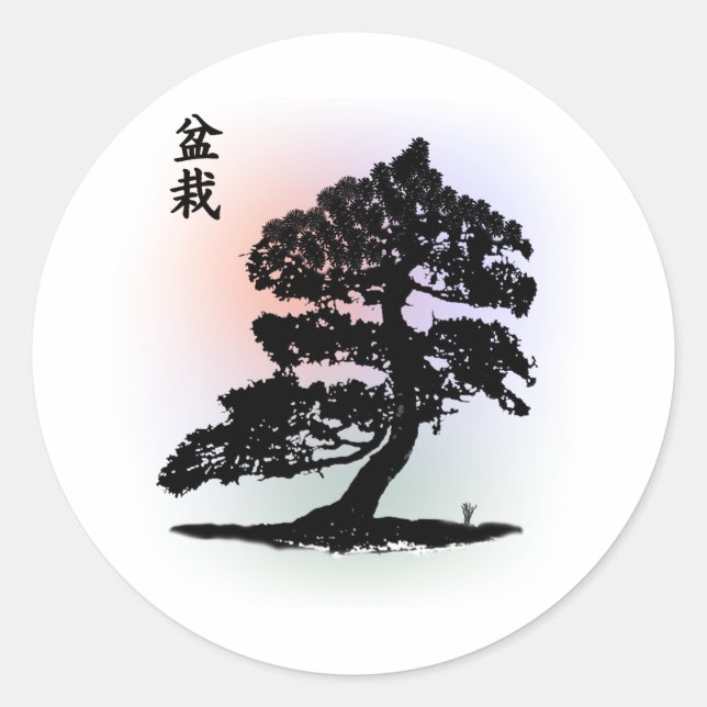 Bonsai 01 runder aufkleber (Vorderseite)