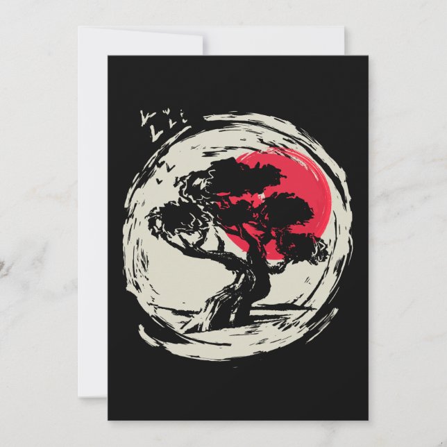 Bonsai Art Japanese Sunset Einladung (Vorderseite)