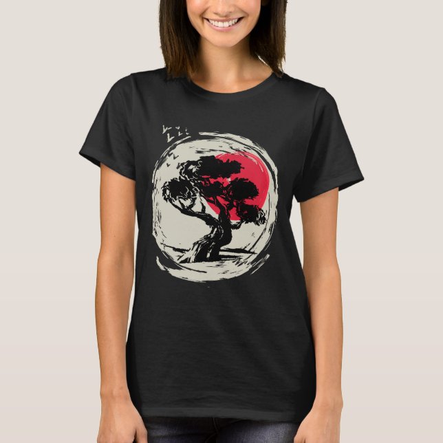 Bonsai Art Japanese Sunset T-Shirt (Vorderseite)