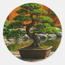 Bonsai-Baum des Drachen der Balance Runder Aufkleber