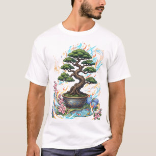 Bonsai-Baum im Anime-Stil Grafik. T-Shirt