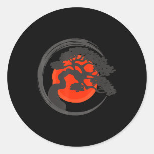 Bonsai-Baum japanisch enso-Kalligrafie-Kreis Runder Aufkleber