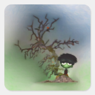 Bonsai Boy Quadratischer Aufkleber