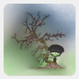 Bonsai Boy Quadratischer Aufkleber