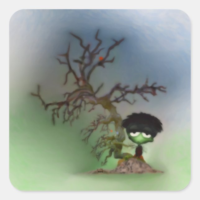 Bonsai Boy Quadratischer Aufkleber (Vorderseite)