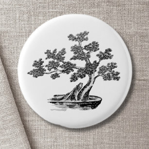 Bonsai - Chinesischer Stil - Schwarzweiß Button