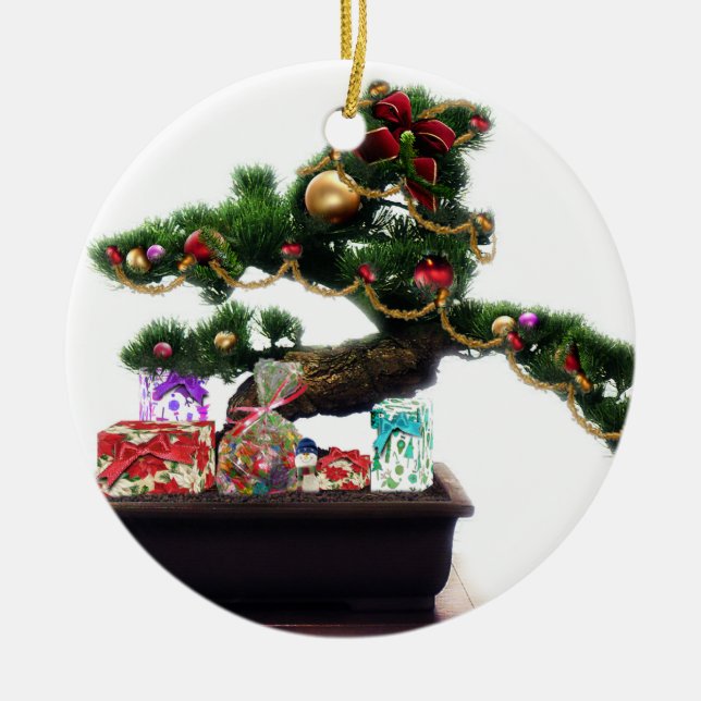Bonsai Christmas Tree Keramikornament (Vorne)